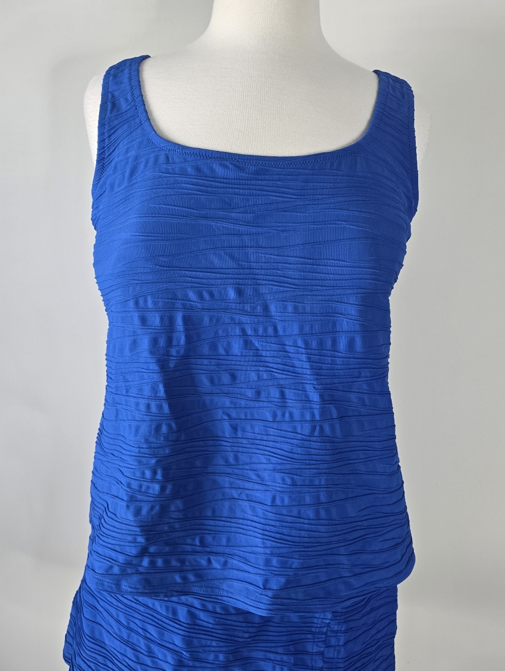 Lands End Textured Square Neck Tankini Skirt Swim Set 16W DD Royal Blue - Picture 3 of 12